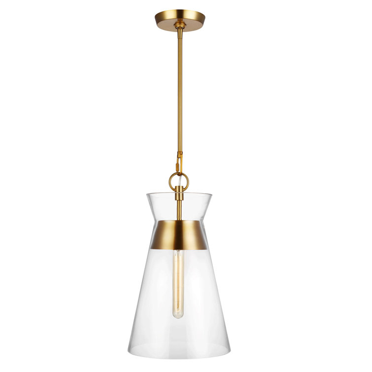 Burnished Brass and Clear Glass Modern Pendant Light