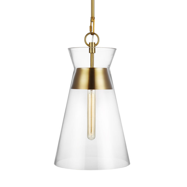 Burnished Brass and Clear Glass Modern Pendant Light