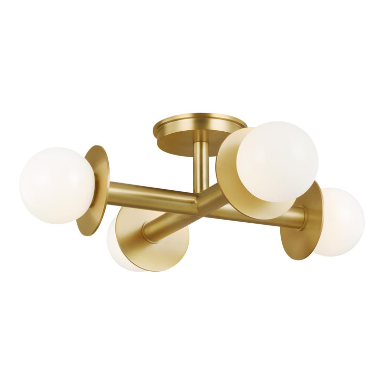 Burnished Brass 4-Light Indoor/Outdoor Globe LED Flush Mount