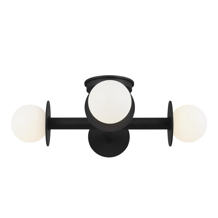 Midnight Black Globe 4-Light LED Semi-Flush Mount with Milk White Glass