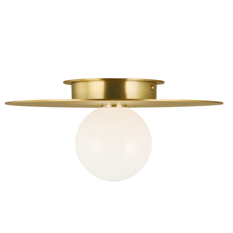Burnished Brass Milk Glass Globe LED Flush Mount Light