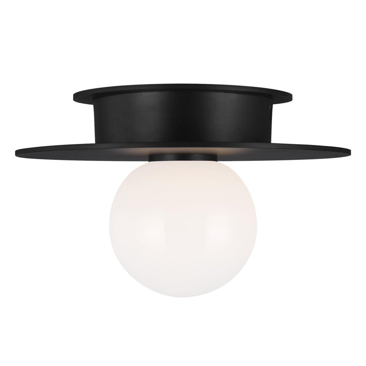 Modern Midnight Black Glass Globe LED Flush Mount Light