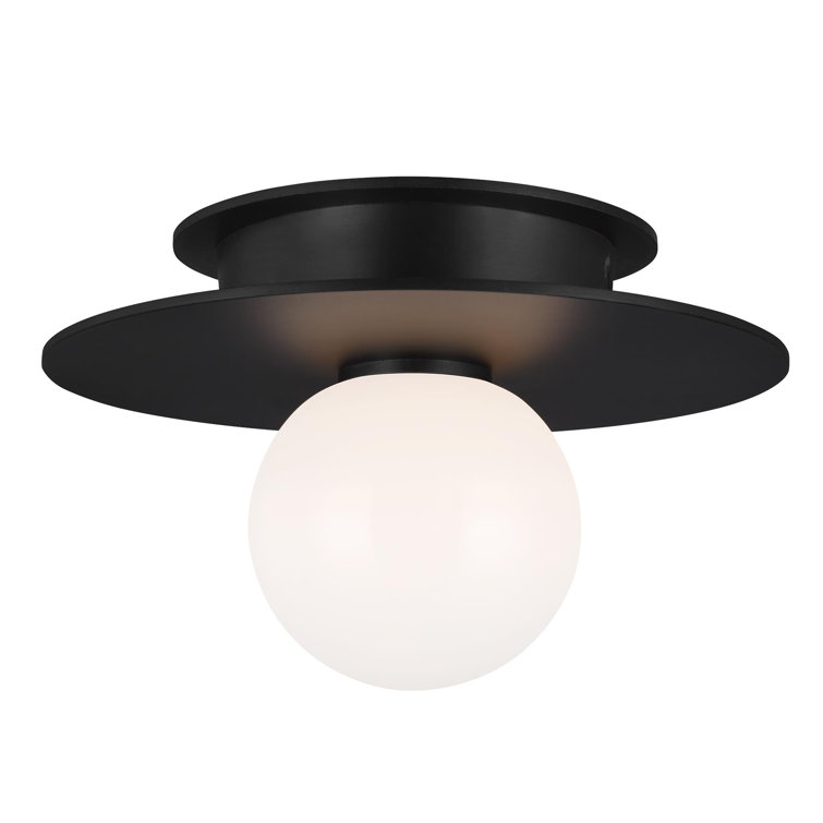 Modern Midnight Black Glass Globe LED Flush Mount Light