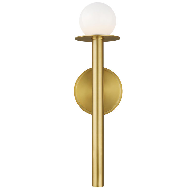 Burnished Brass Dimmable Wall Sconce with Milk White Globe