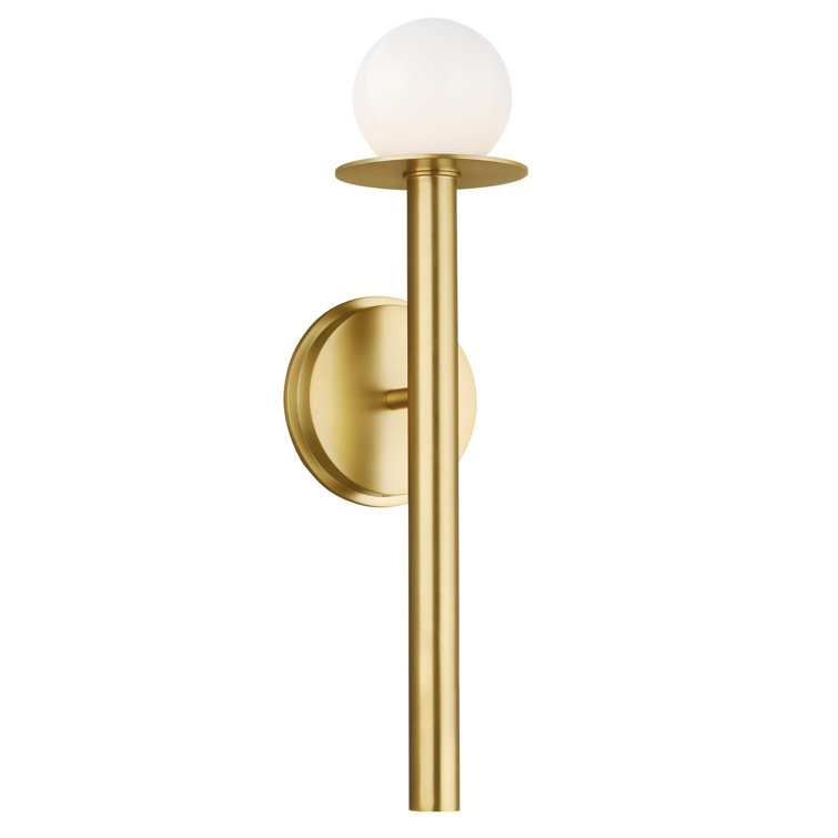 Burnished Brass Dimmable Wall Sconce with Milk White Globe