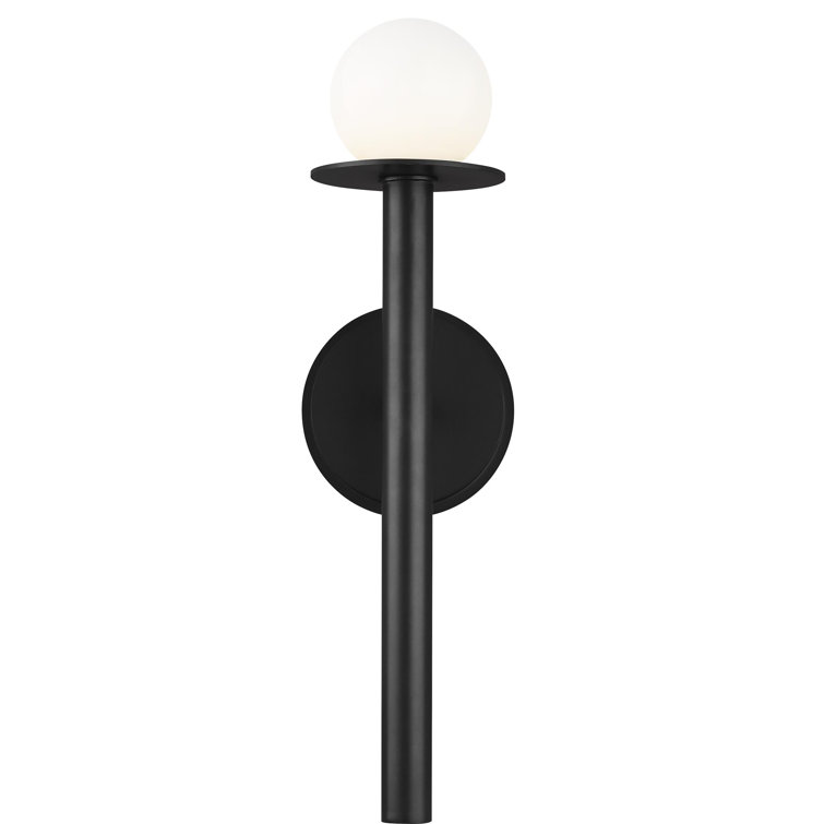 Midnight Black Dimmable Wall Sconce with Milk White Globe