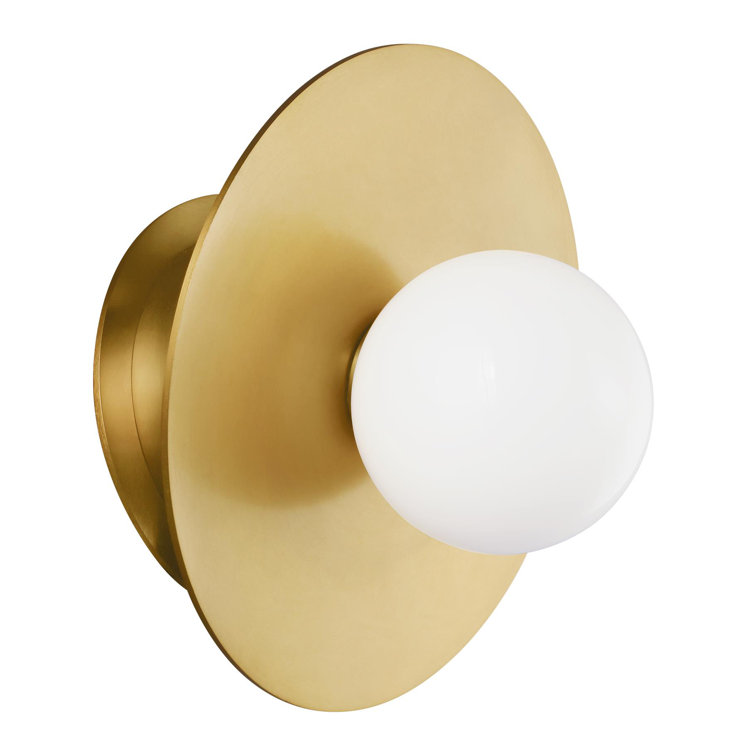 Burnished Brass Dimmable Sconce with Milk White Globe