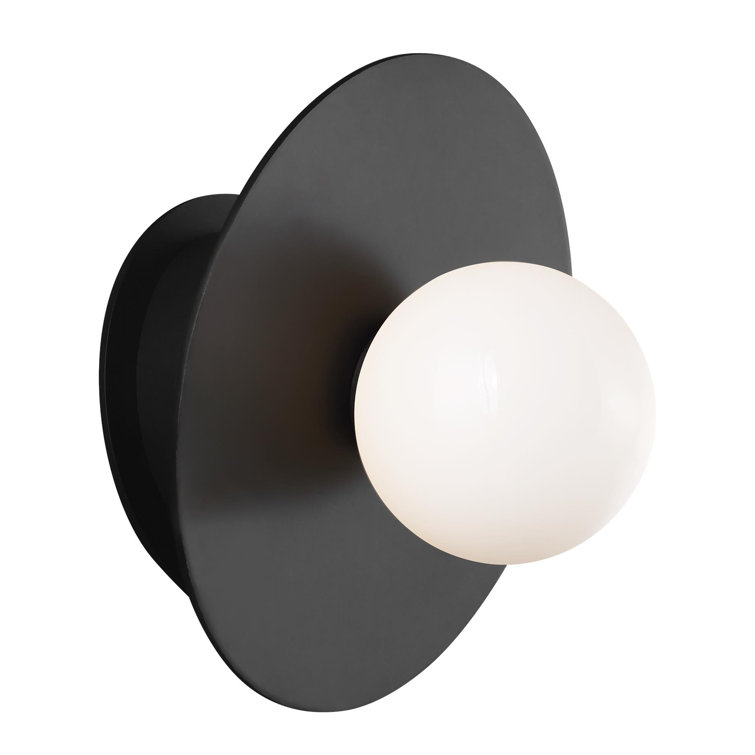Midnight Black Dimmable Wall Sconce with Milk White Globe