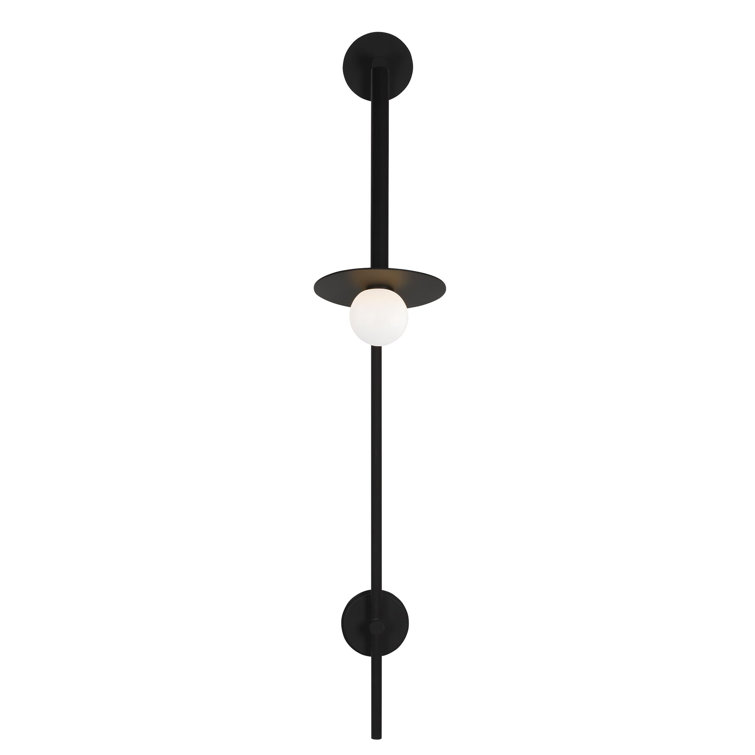 Midnight Black Swing Arm Sconce with Milk White Globe