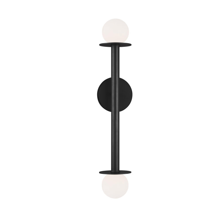 Midnight Black Dimmable Double Wall Sconce, Direct Wired