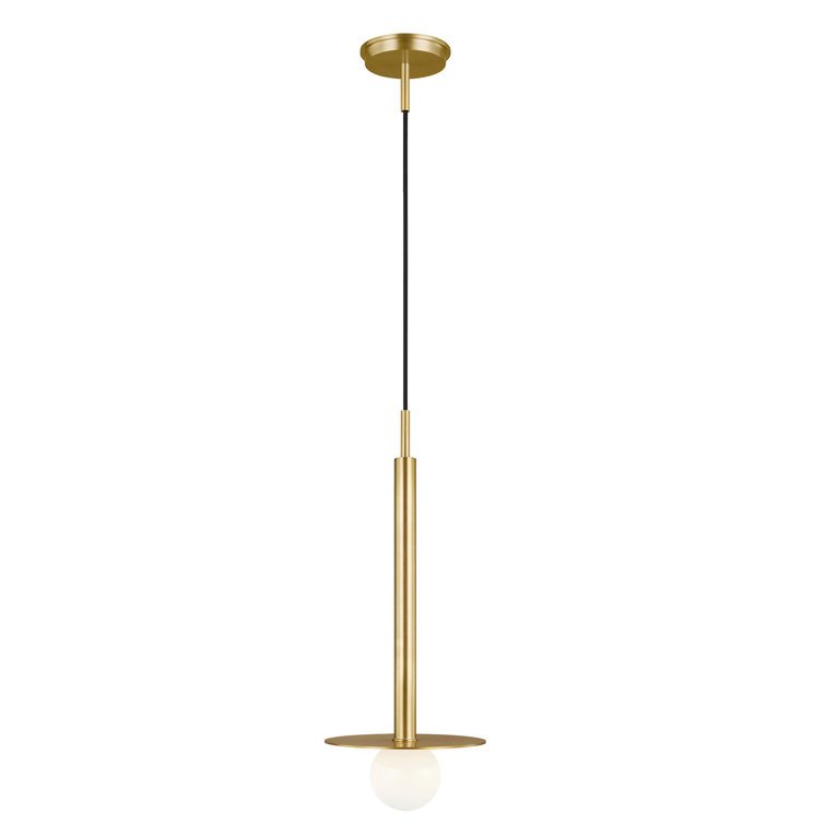 Mini Globe 1-Light Pendant in Burnished Brass with Milk White Glass