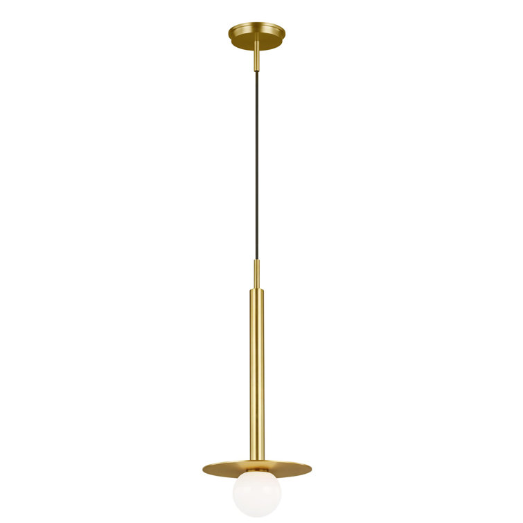 Mini Globe 1-Light Pendant in Burnished Brass with Milk White Glass
