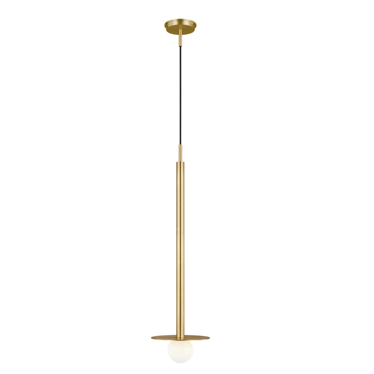 Minimalist Burnished Brass Globe Pendant with Milk White Glass
