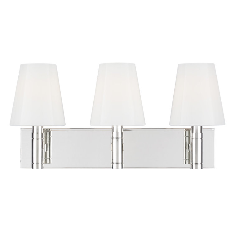 Polished Nickel 3-Light Vanity with Milk White Glass Shades