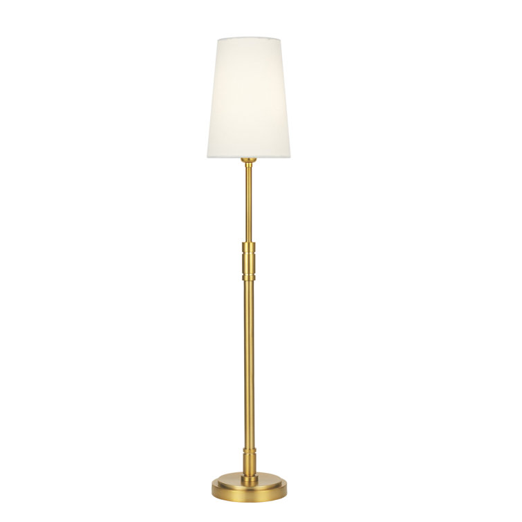 Adjustable Burnished Brass Buffet Lamp with White Linen Shade