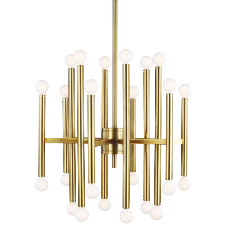 Beckham Art Deco Inspired 24-Light Multi-Tier Chandelier in Burnished Brass