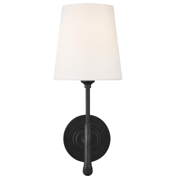 Aged Iron and White Linen 1-Light Dimmable Wall Sconce