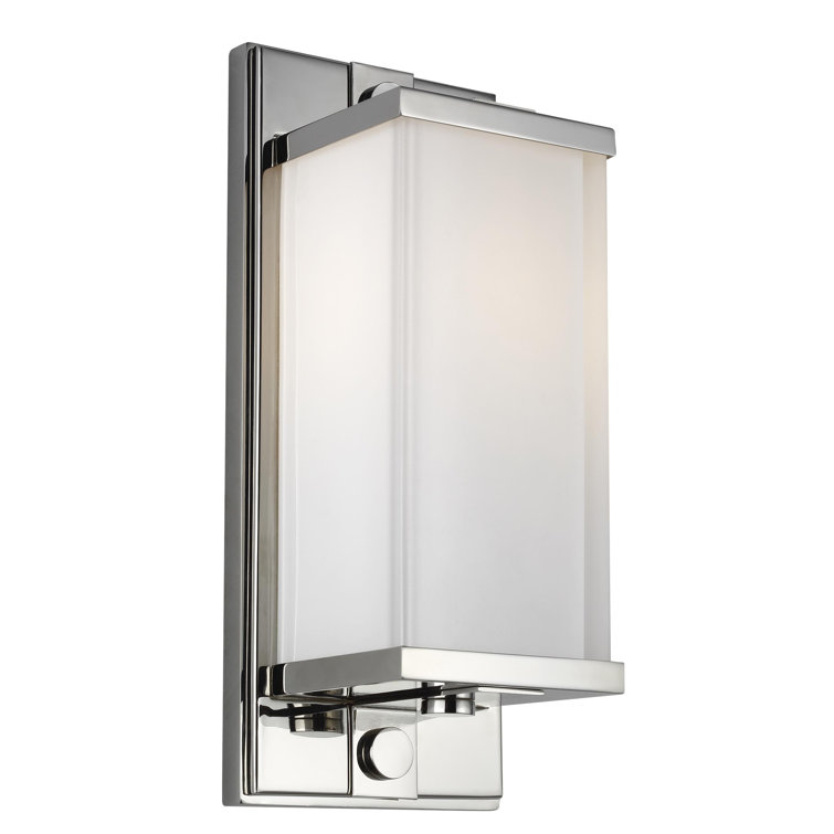Logan Polished Nickel 2-Light Wall Sconce with White Pressed Glass