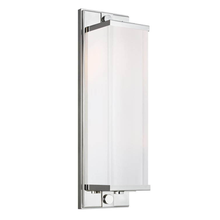 Logan Polished Nickel 2-Light Wall Sconce with White Pressed Glass
