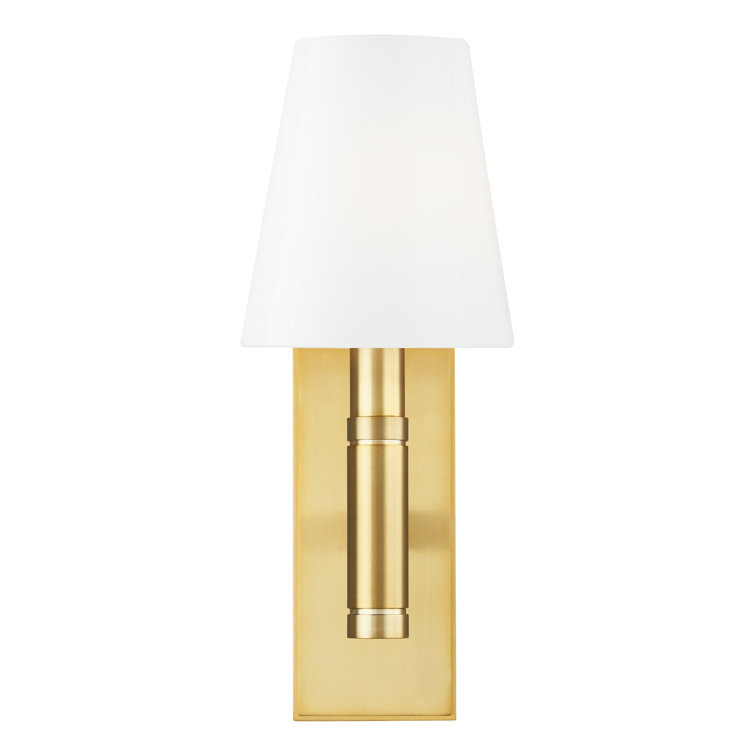 Polished Nickel Dimmable Wall Sconce with Milk White Shade