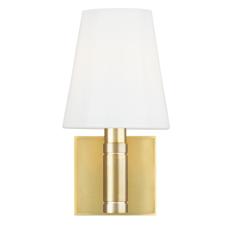 Elegant Beckham 1-Light Dimmable Sconce in Polished Nickel with Milk White Shade