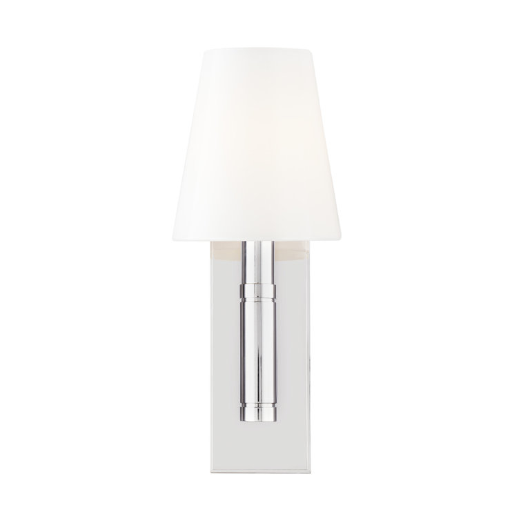 Polished Nickel Dimmable Wall Sconce with Milk White Shade