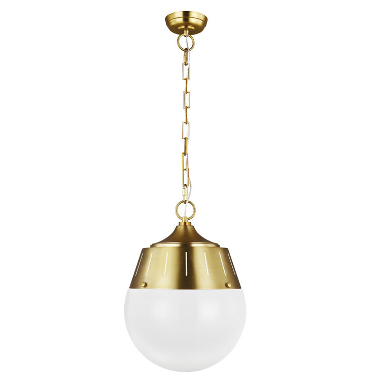 Arlett Burnished Brass Globe Pendant with Milk White Glass Shade