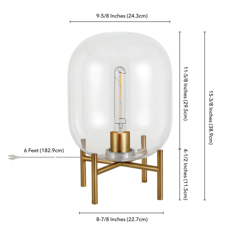 Edison Voice-Controlled Industrial Table Lamp in Brushed Brass/Clear