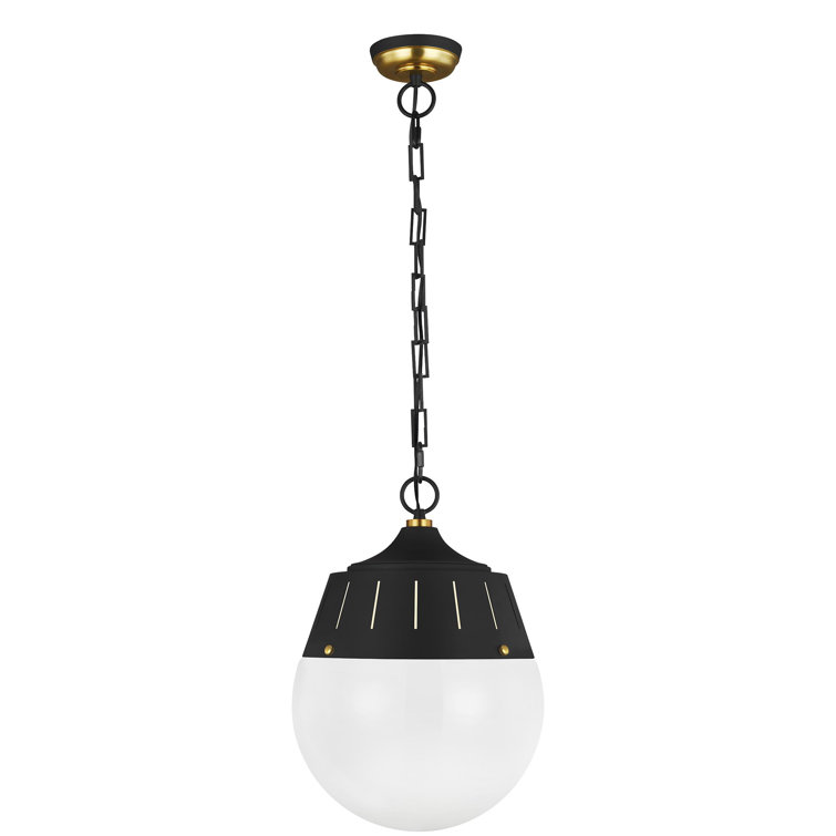 Arlett Midnight Black Globe Pendant with White Glass
