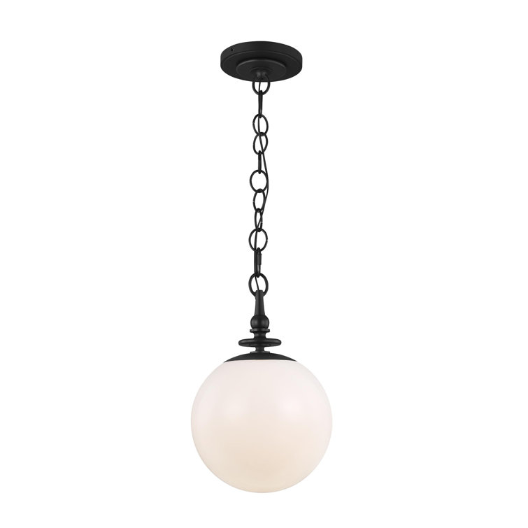 Aged Iron 11" Globe Pendant with Milk White Glass Shade