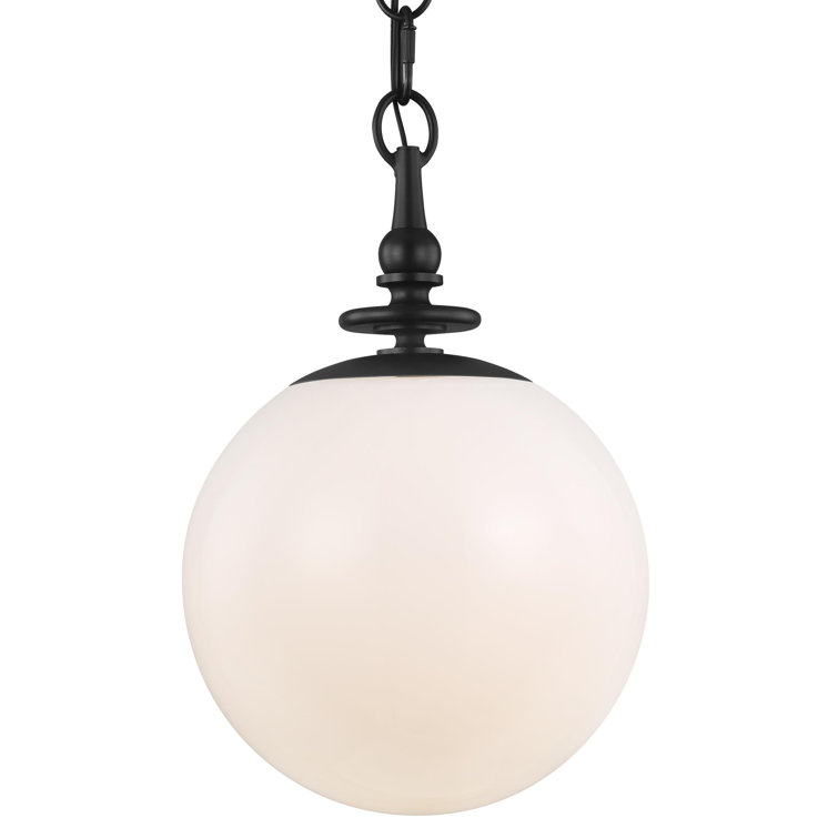 Aged Iron 11" Globe Pendant with Milk White Glass Shade
