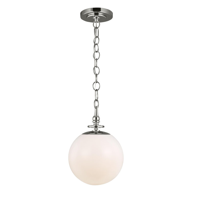 Aged Iron 11" Globe Pendant with Milk White Glass Shade