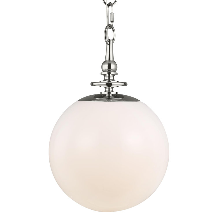 Aged Iron 11" Globe Pendant with Milk White Glass Shade
