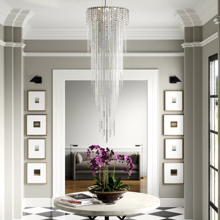 Stainless Steel 6-Light Tiered Crystal LED Chandelier