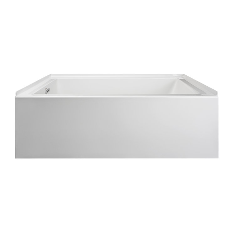 Linea 60" White Acrylic Alcove Soaking Bathtub with Jets