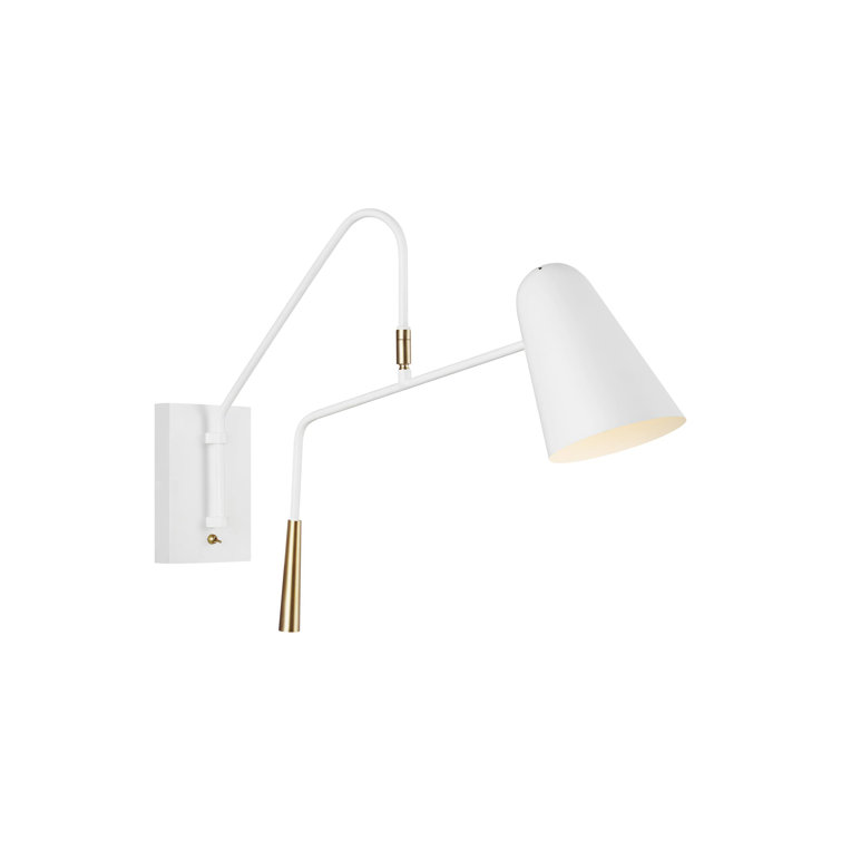 Simon 1-Light Dimmable Swing Arm Sconce in Matte White and Midnight Black