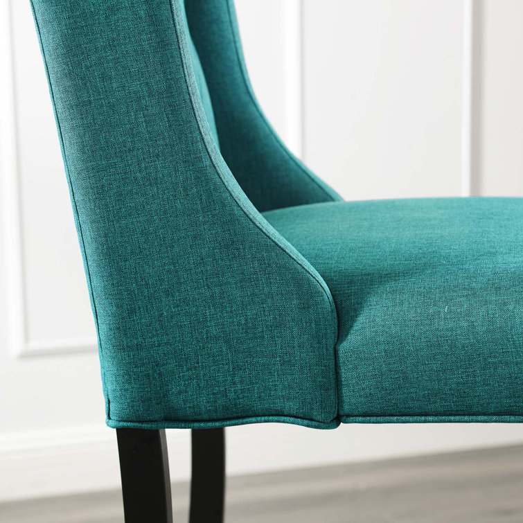 Teal Tufted Button Upholstered Wood Counter Stool