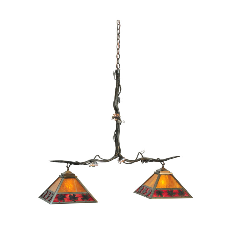 Burnished Copper 2-Light Glass Kitchen Island Pendant