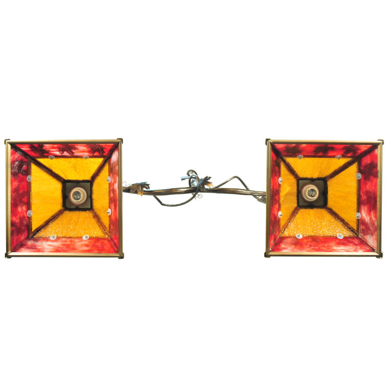 Burnished Copper 2-Light Glass Kitchen Island Pendant