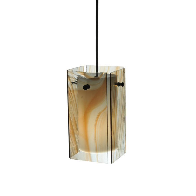 Black and Cognac Swirl Glass Mini Pendant Light