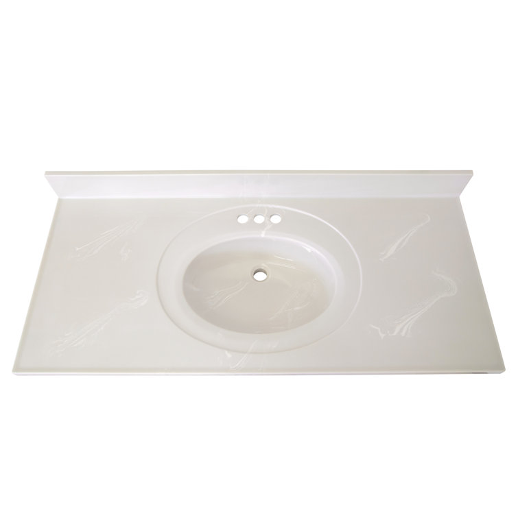 49-Inch White Cultured Marble Vanity Top with Backsplash