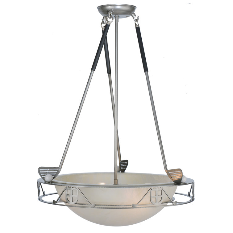 Nickel and Glass 4-Light Golf Pendant