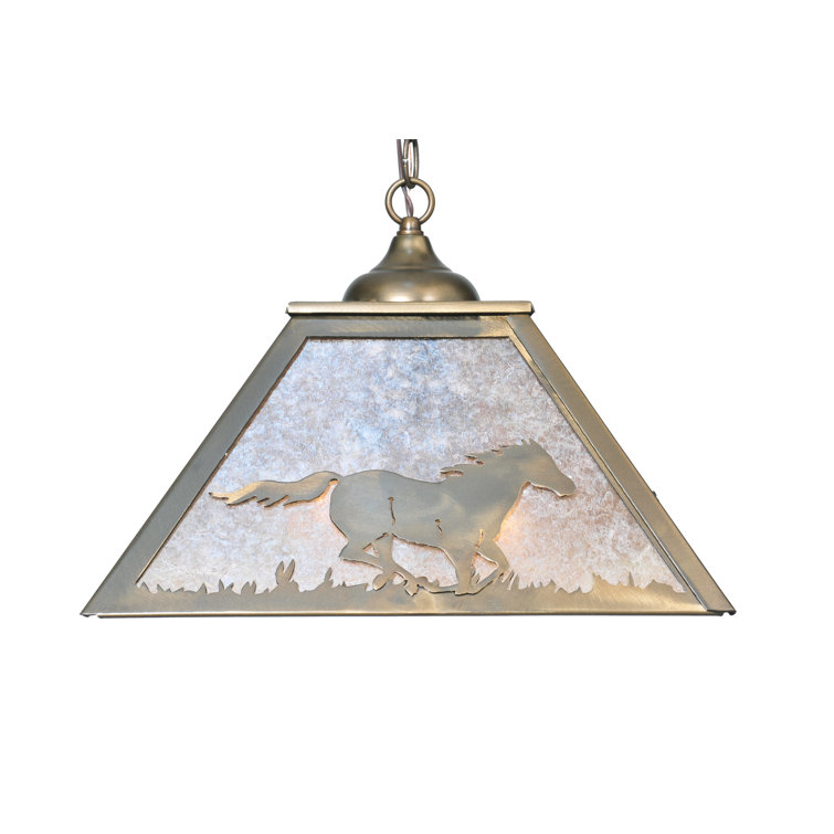 Antique Copper Galloping Horses 2-Light Outdoor Pendant