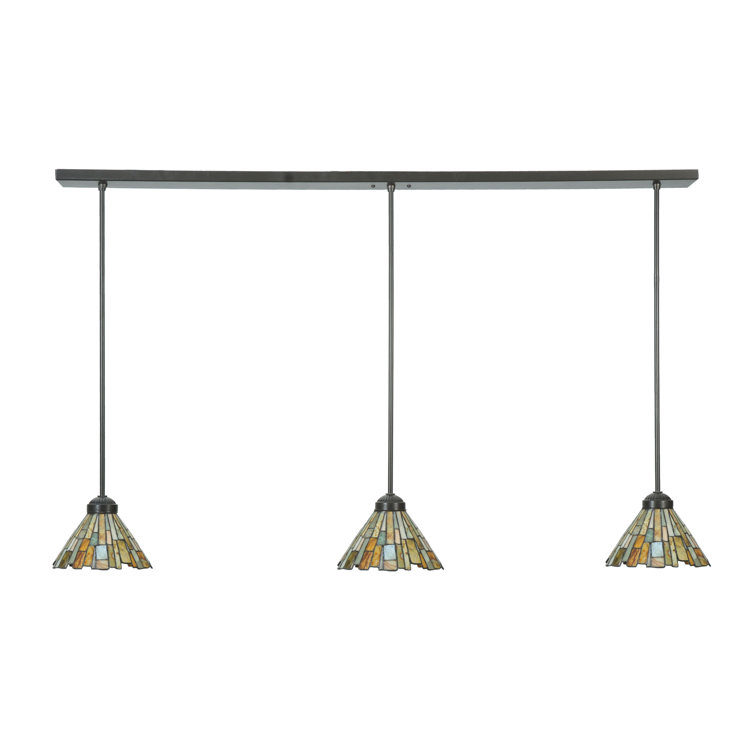Timeless Bronze 3-Light Glass Kitchen Island Pendant