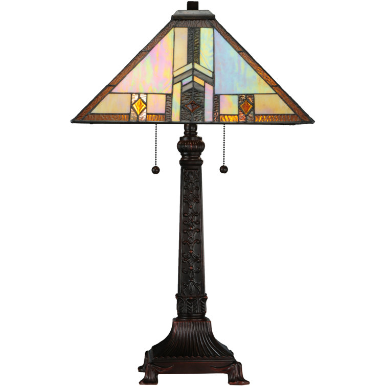Prairie Wheat Harvest 26" Bronze Stained Glass Table Lamp