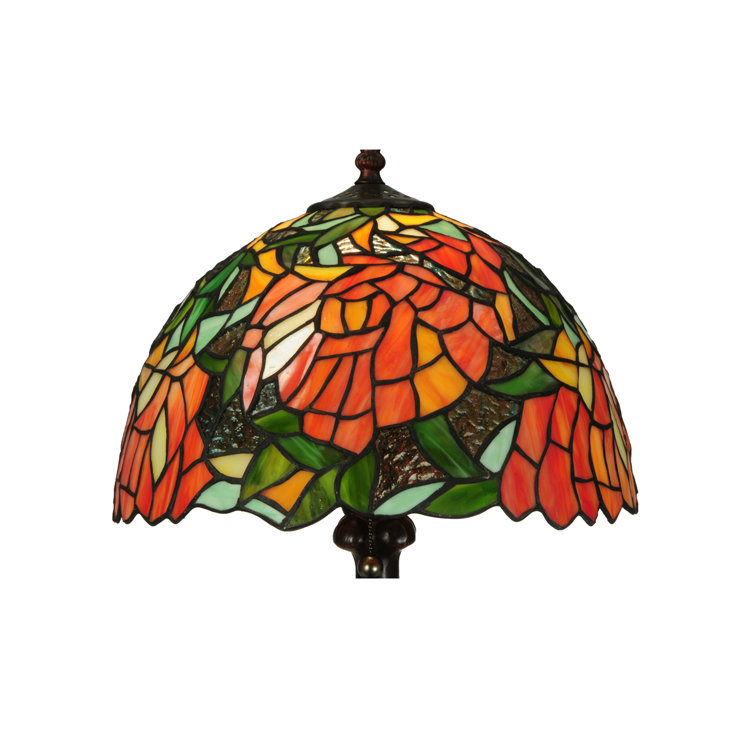 Tiffany Style Stained Glass Table Lamp with Bronze Base