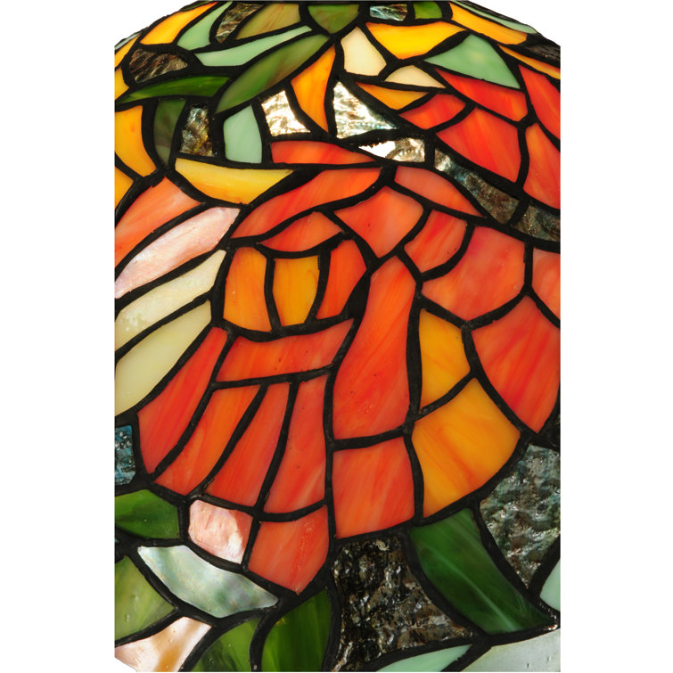 Tiffany Style Stained Glass Table Lamp with Bronze Base