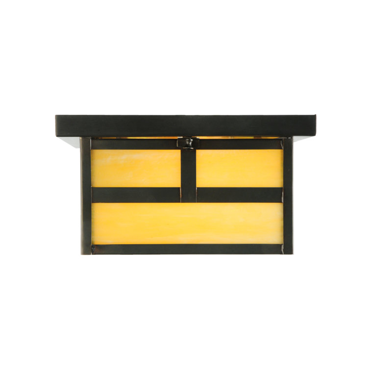 Hyde Park Mission 12" Dual-Light Glass Flush Mount - Brown