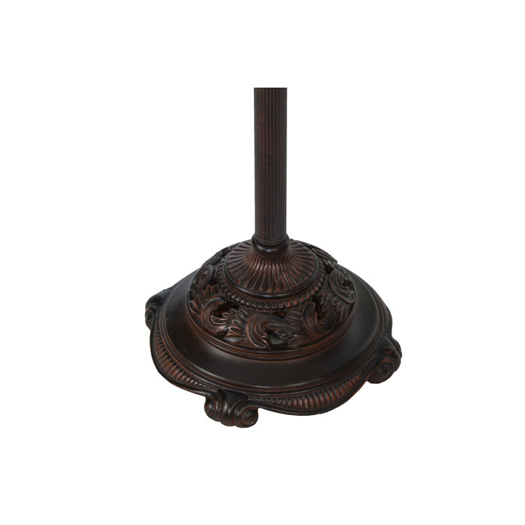 70'' Mahogany Bronze Stained Glass Torchiere Floor Lamp