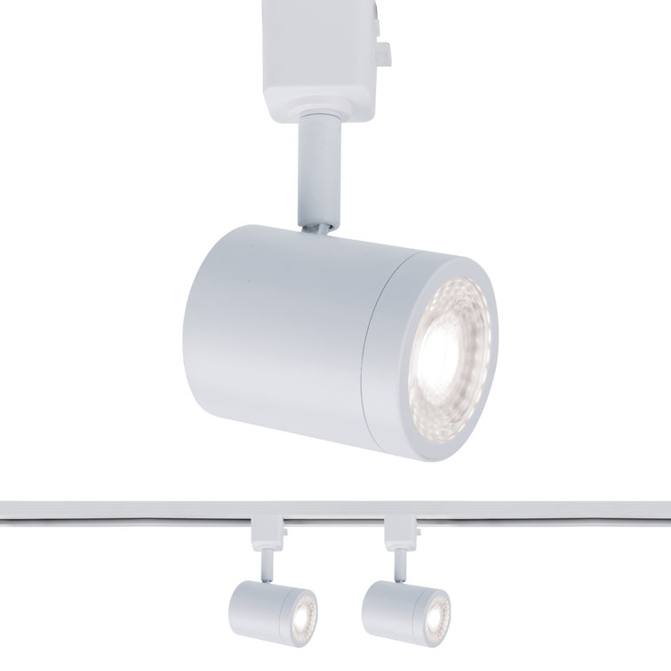 Sleek White Aluminum LED Track Light with Frosted Glass Lens, 2-Pack